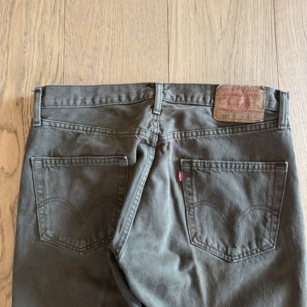 Vintage Levis 501xx Jeans Mens 34x32 Made in USA Olive Green Denim Military - Picture 9 of 15